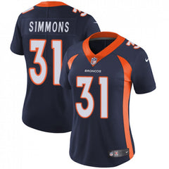 Women's Denver Broncos #31 Justin Simmons Navy Vapor Untouchable Limited Stitched NFL Jersey(Run Small) 