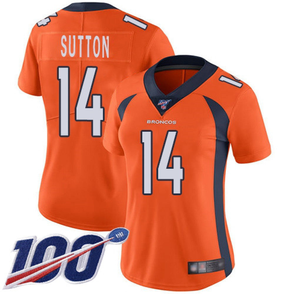 Women's Denver Broncos #14 Courtland Sutton 2019 Orange 100th Season Vapor Untouchable Limited NFL Stitched NFL Jersey(Run Small) 