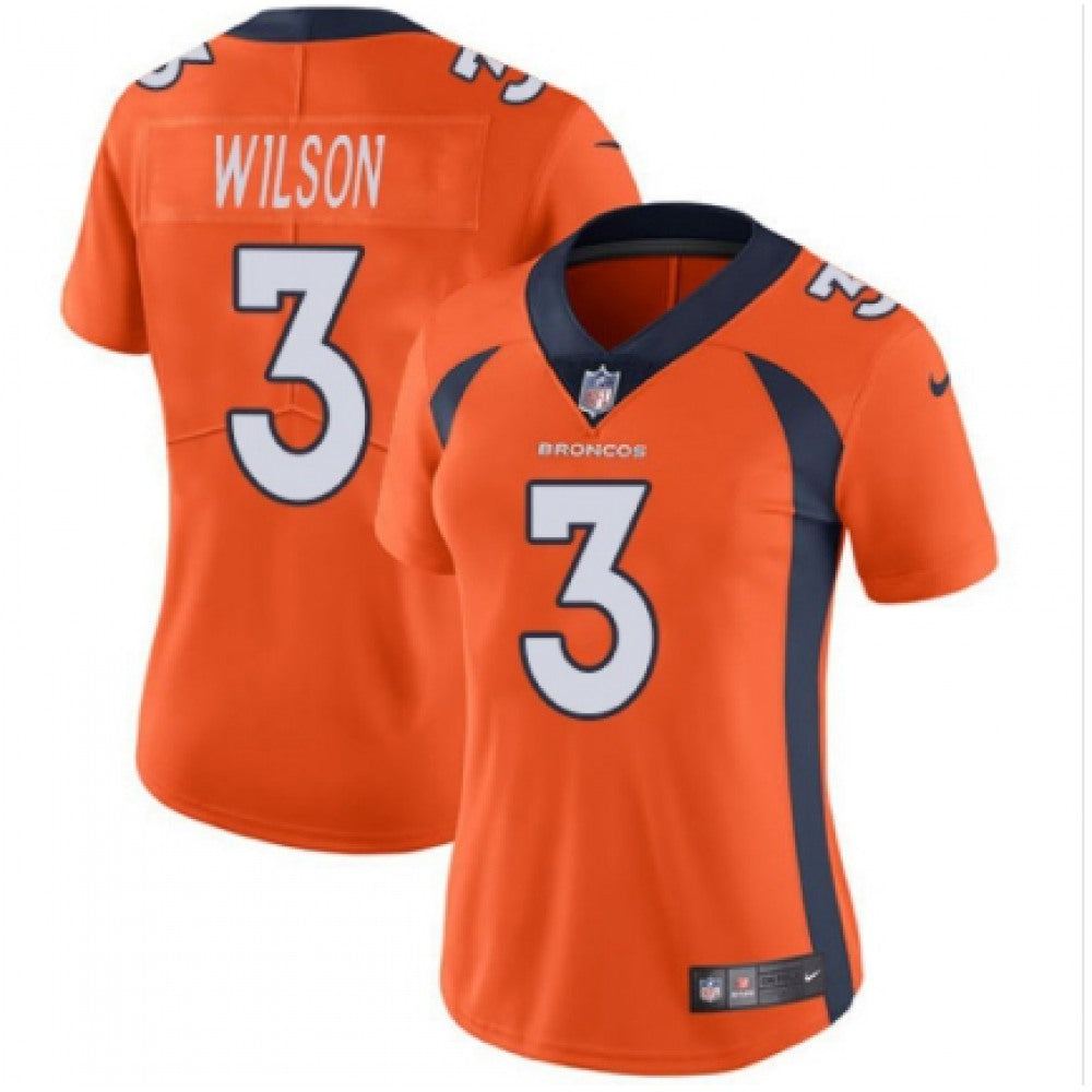 Women's Denver Broncos #3 Russell Wilson Orange Vapor Limited Stitched Jersey(Run Small) 