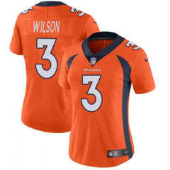 Women's Denver Broncos #3 Russell Wilson Orange Vapor Limited Stitched Jersey(Run Small) 