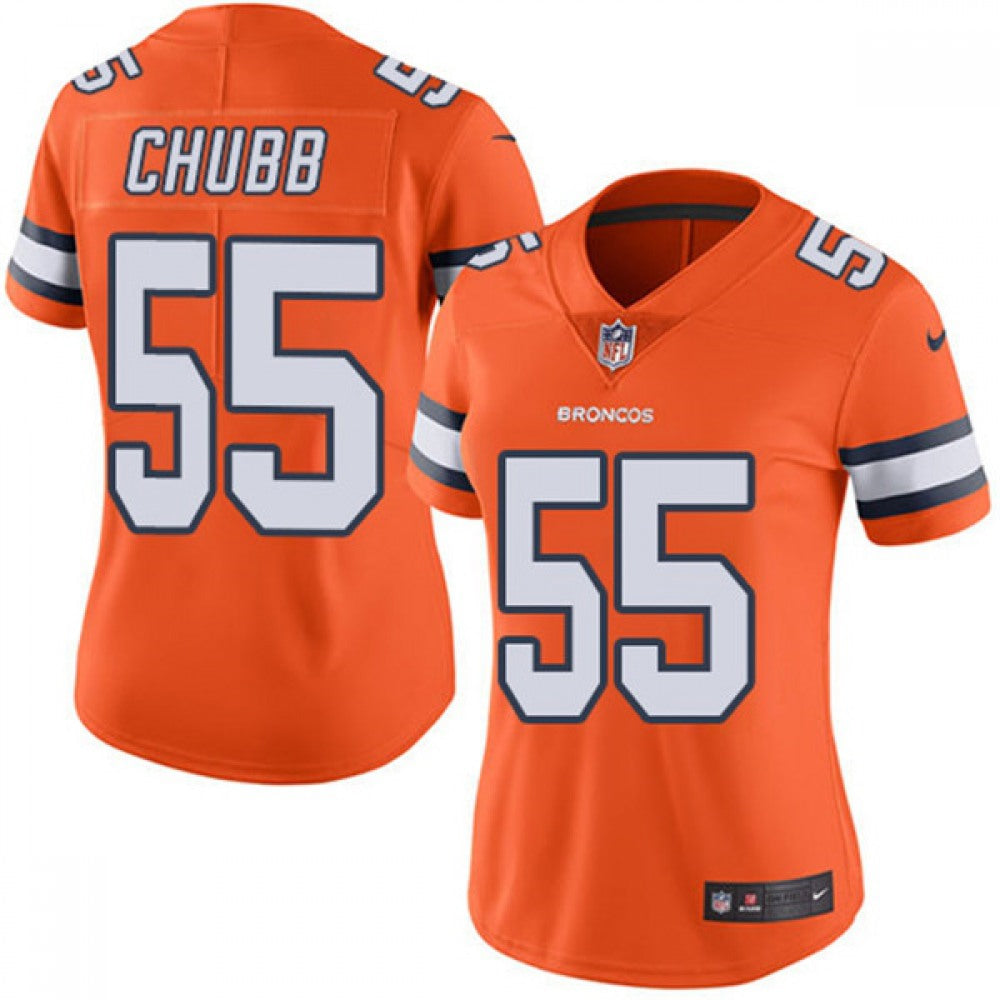Women's Denver Broncos #55 Bradley Chubb Orange Color Rush Limited Stitched NFL Jersey(Run Small) 
