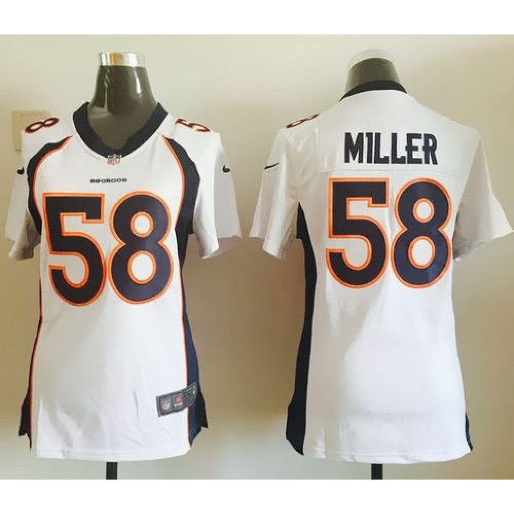 Broncos #58 Von Miller White Women's Stitched NFL Elite Jersey 