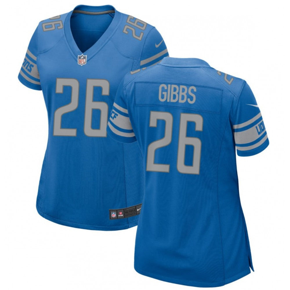Women's Detroit Lions #26 Jahmyr Gibbs Blue 2023 Draft Stitched Jersey(Run Smaller) 