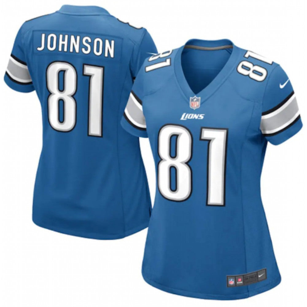 Women's Detroit Lions #81 Calvin Johnson Blue Vapor Limited Stitched Football Jersey(Run Smaller) 