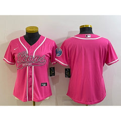 Women's Detroit Lions Blank Pink With Patch Cool Base Stitched Baseball Jersey(Run Small) 