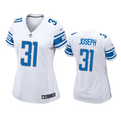 Women's Detroit Lions #31 Kerby Joseph White Stitched Jersey(Run Smaller) 