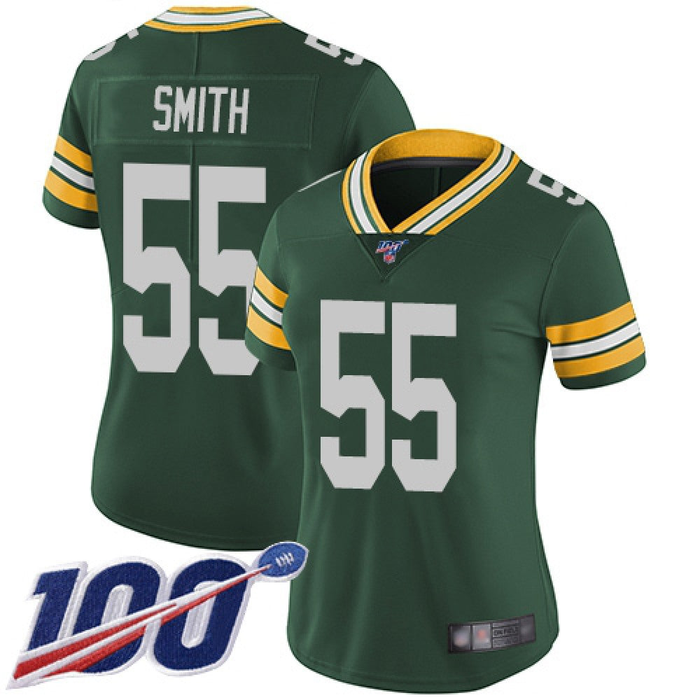 Women's Green Bay Packers #55 Za'Darius Smith 2019 Green 100th Season Vapor Untouchable Limited Stitched NFL Jersey(Run Small) 