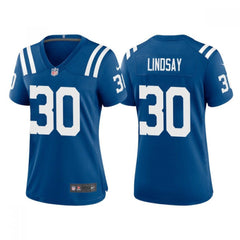 Women's Indianapolis Colts #30 Phillip Lindsay Blue Stitched Jersey(Run Small) 