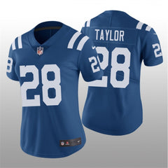 Women's Indianapolis Colts #28 Jonathan Taylor Blue Vapor Untouchable Limited Stitched Jersey(Run Small) 