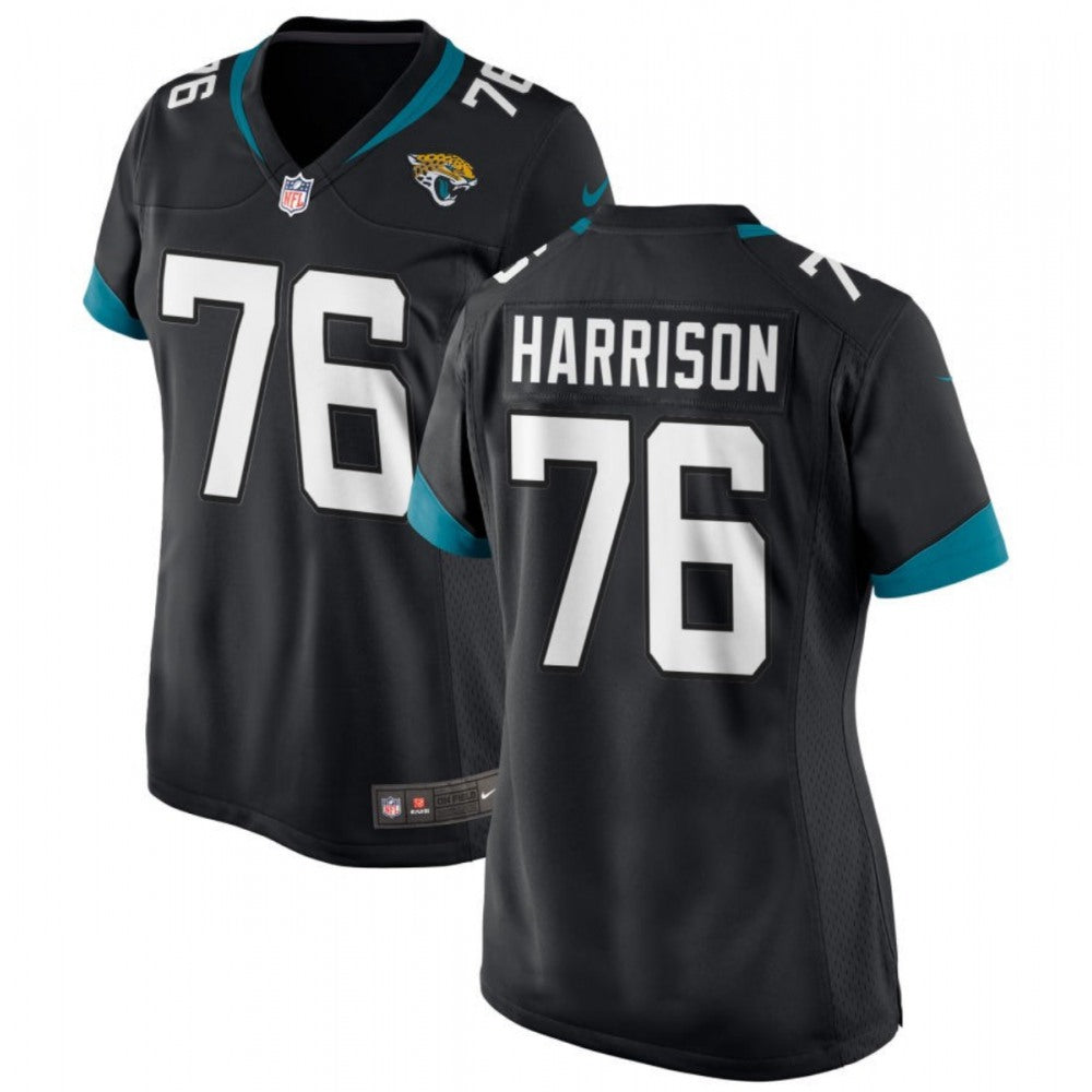 Women's Jacksonville Jaguars #76 Anton Harrison Black 2023 Draft Stitched Jersey(Run Small) 