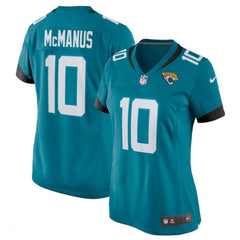 Women's Jacksonville Jaguars #10 Brandon McManus Teal Stitched Jersey(Run Small) 