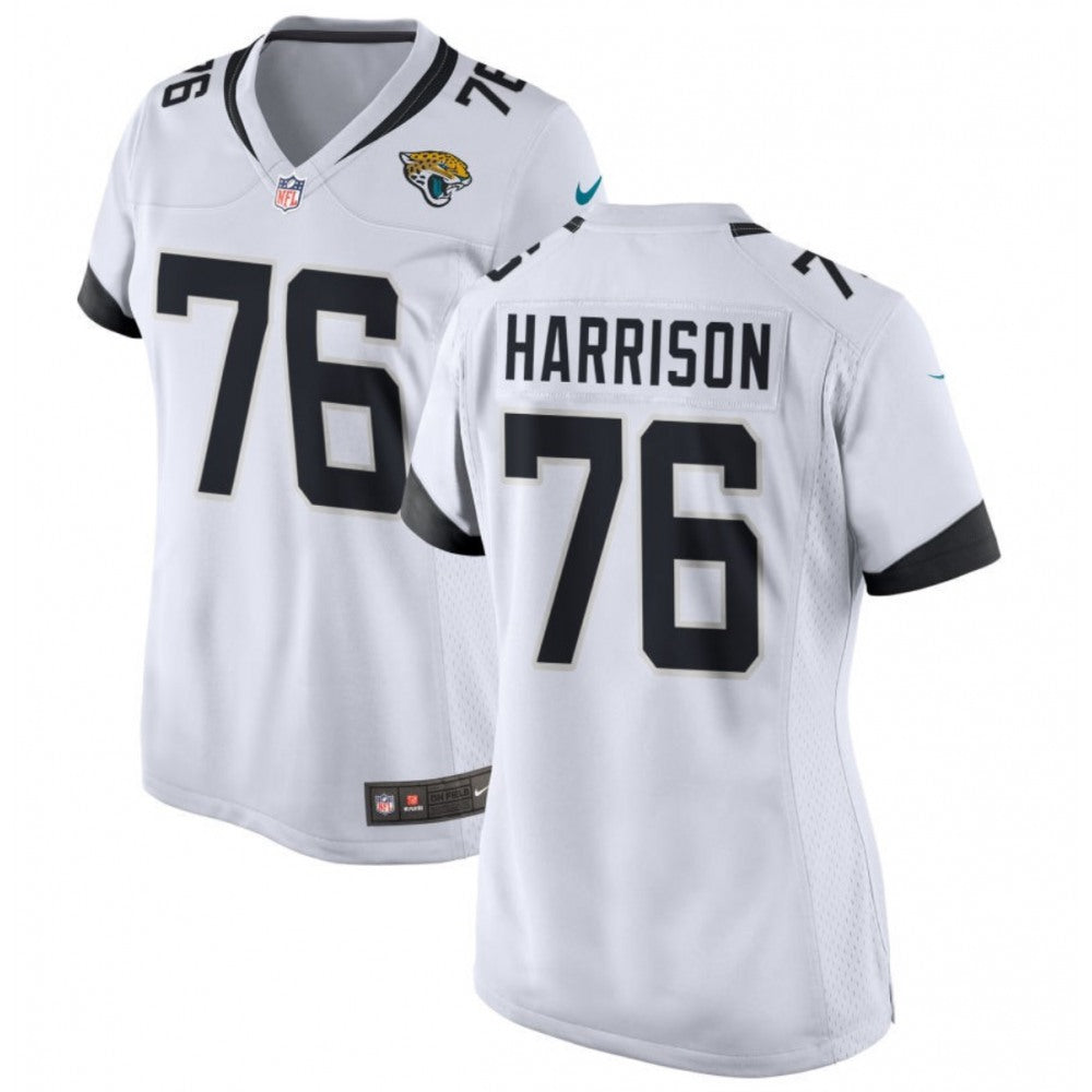 Women's Jacksonville Jaguars #76 Anton Harrison White 2023 Draft Stitched Jersey(Run Small) 