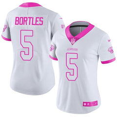 Jaguars #5 Blake Bortles White/Pink Women's Stitched NFL Limited Rush Fashion Jersey 