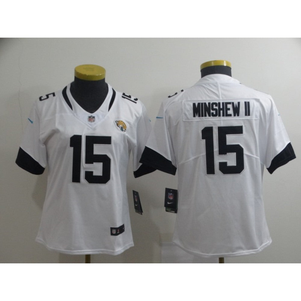 Women's Jacksonville Jaguars #15 Gardner Minshew II White Vapor Untouchable Stitched NFL Jersey(Run Small) 