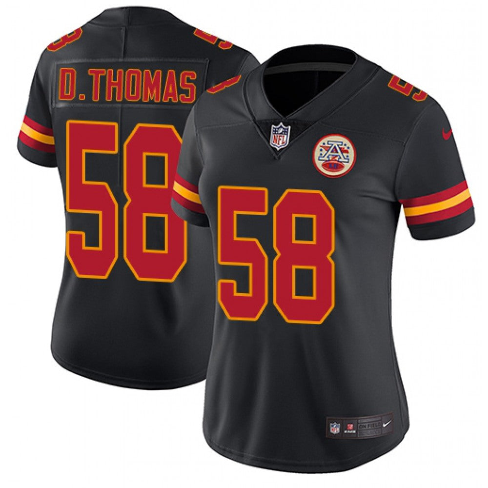 Women's Kansas City Chiefs #58 Derrick Thomas Black Vapor Untouchable Limited Stitched Jersey(Run Small) 
