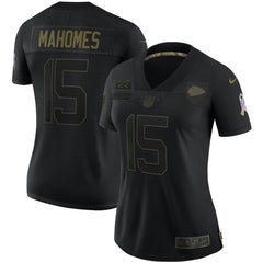 Women's Kansas City Chiefs #15 Patrick Mahomes Black Salute To Service Limited Stitched Jersey(Run Small) 