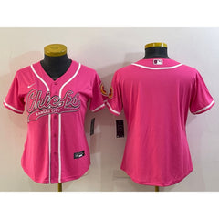 Women's Kansas City Chiefs Blank Pink With Patch Cool Base Stitched Baseball Jersey(Run Small) 