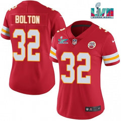 Women's Kansas City Chiefs #32 Nick Bolton Red Super Bowl LVII Patch Vapor Stitched Jersey(Run Small) 