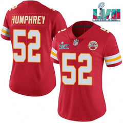 Women's Kansas City Chiefs #52 Creed Humphrey Red Super Bowl LVII Patch Vapor Stitched Jersey(Run Small) 
