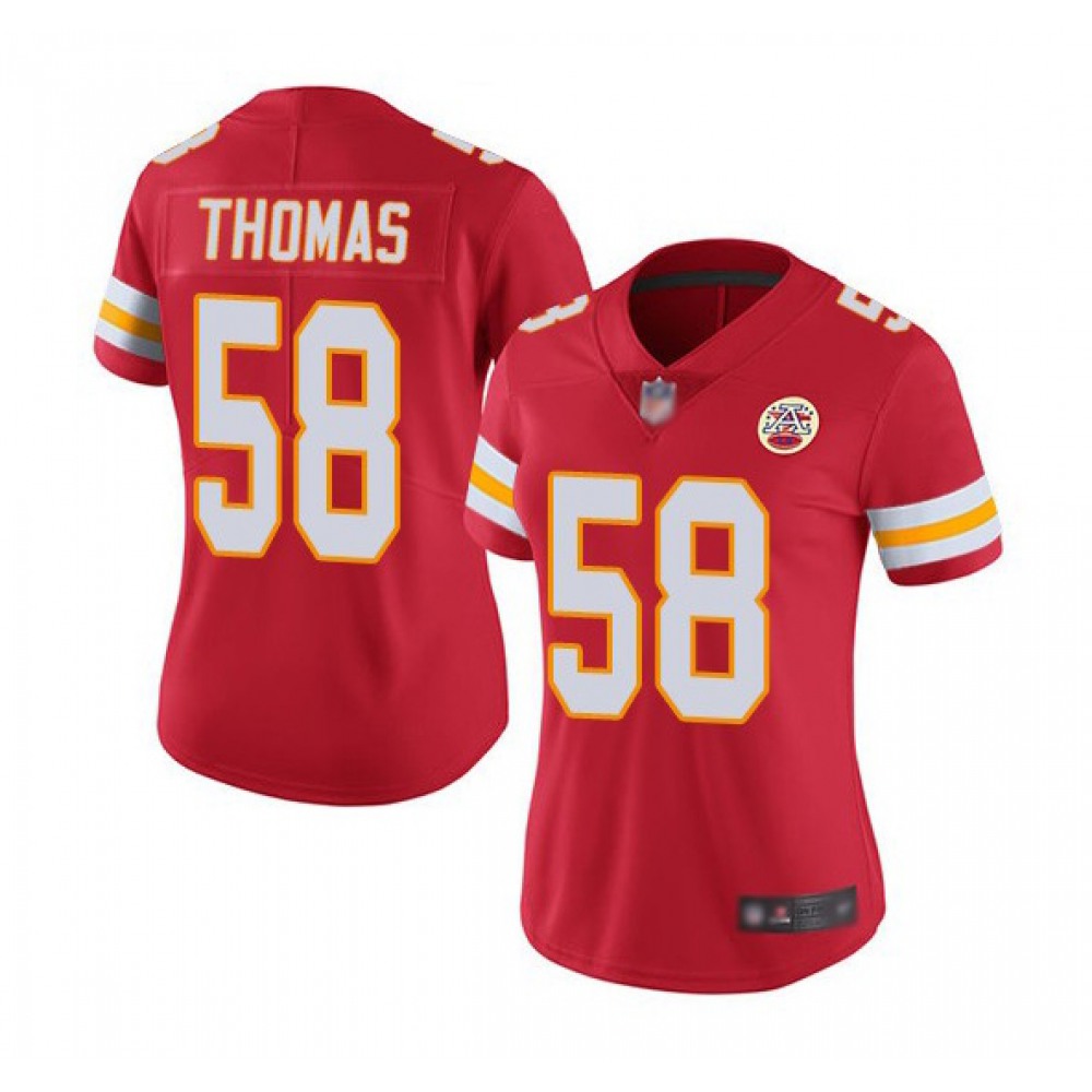 Women's Kansas City Chiefs #58 Derrick Thomas Red Vapor Stitched Jersey(Run Small) 