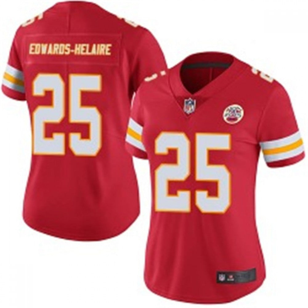 Women's Kansas City Chiefs #25 Clyde Edwards-Helaire Red Vapor Untouchable Stitched NFL Jersey(Run Small) 