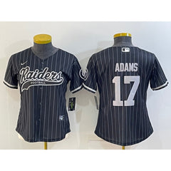 Women's Las Vegas Raiders #17 Davante Adams Black With Patch Cool Base Stitched Baseball Jersey(Run Small) 