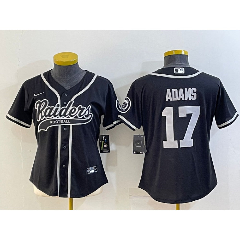 Women's Las Vegas Raiders #17 Davante Adams Black With Patch Cool Base Stitched Baseball Jersey(Run Small) 