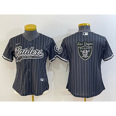 Women's Las Vegas Raiders Black Team Big Logo With Patch Cool Base Stitched Baseball Jersey(Run Small) 