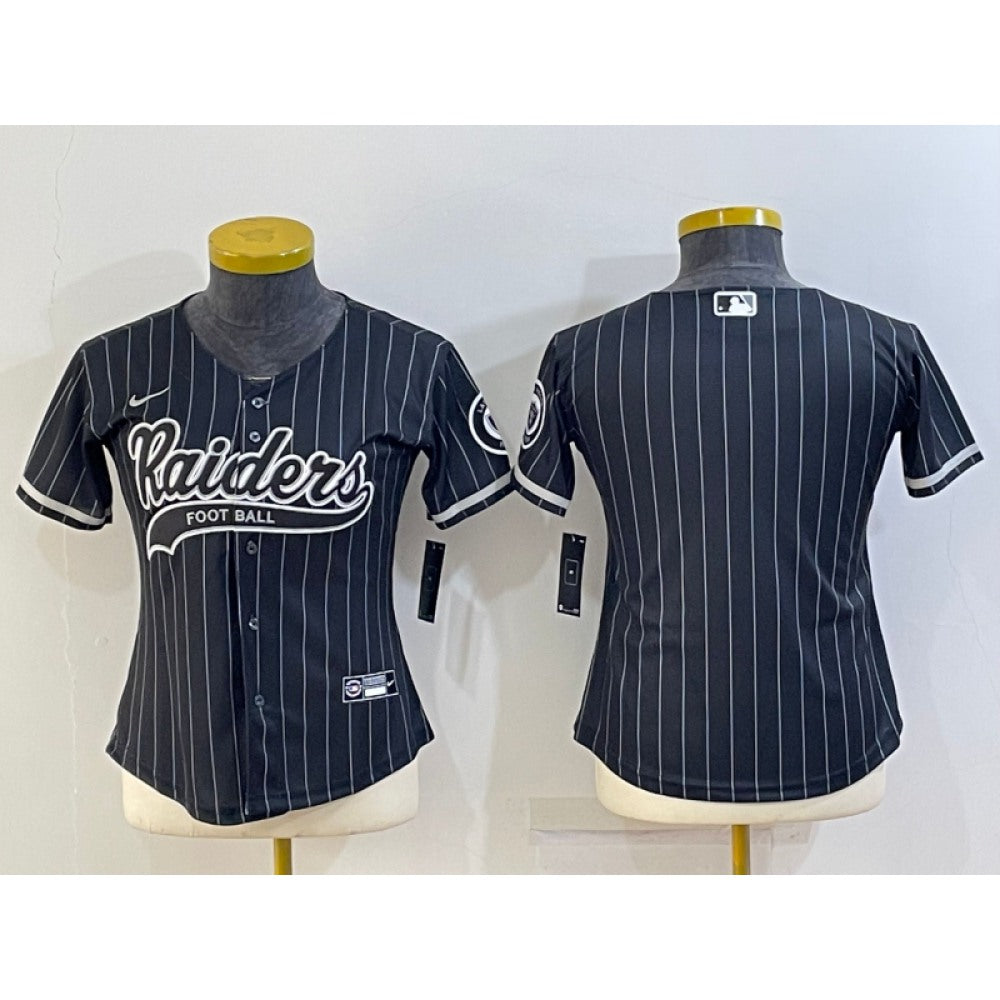 Women's Las Vegas Raiders Black With Patch Cool Base Stitched Baseball Jersey(Run Small) 