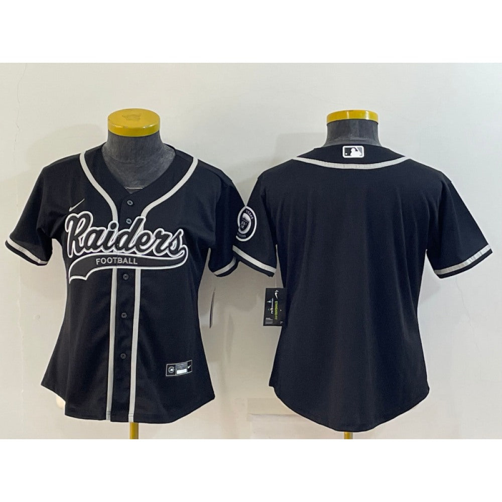 Women's Las Vegas Raiders Blank Black With Patch Cool Base Stitched Baseball Jersey(Run Small) 