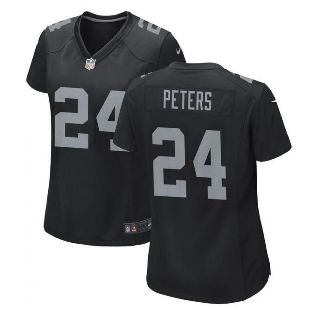 Women's Las Vegas Raiders #24 Marcus Peters Black Stitched Jersey(Run Small) 