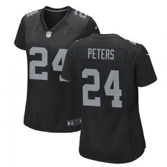 Women's Las Vegas Raiders #24 Marcus Peters Black Stitched Jersey(Run Small) 