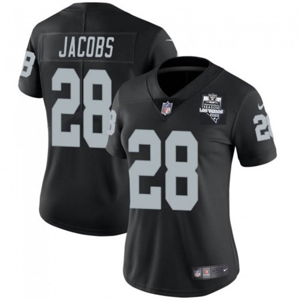 Women's Las Vegas Raiders #28 Josh Jacobs Black 2020 Inaugural Season Vapor Untouchable Limited Stitched Jersey(Run Small) 