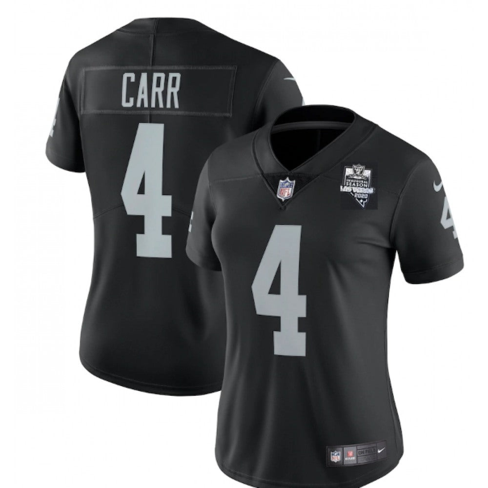 Women's Las Vegas Raiders #4 Derek Carr Black 2020 Inaugural Season Vapor Untouchable Limited Stitched Jersey(Run Small) 
