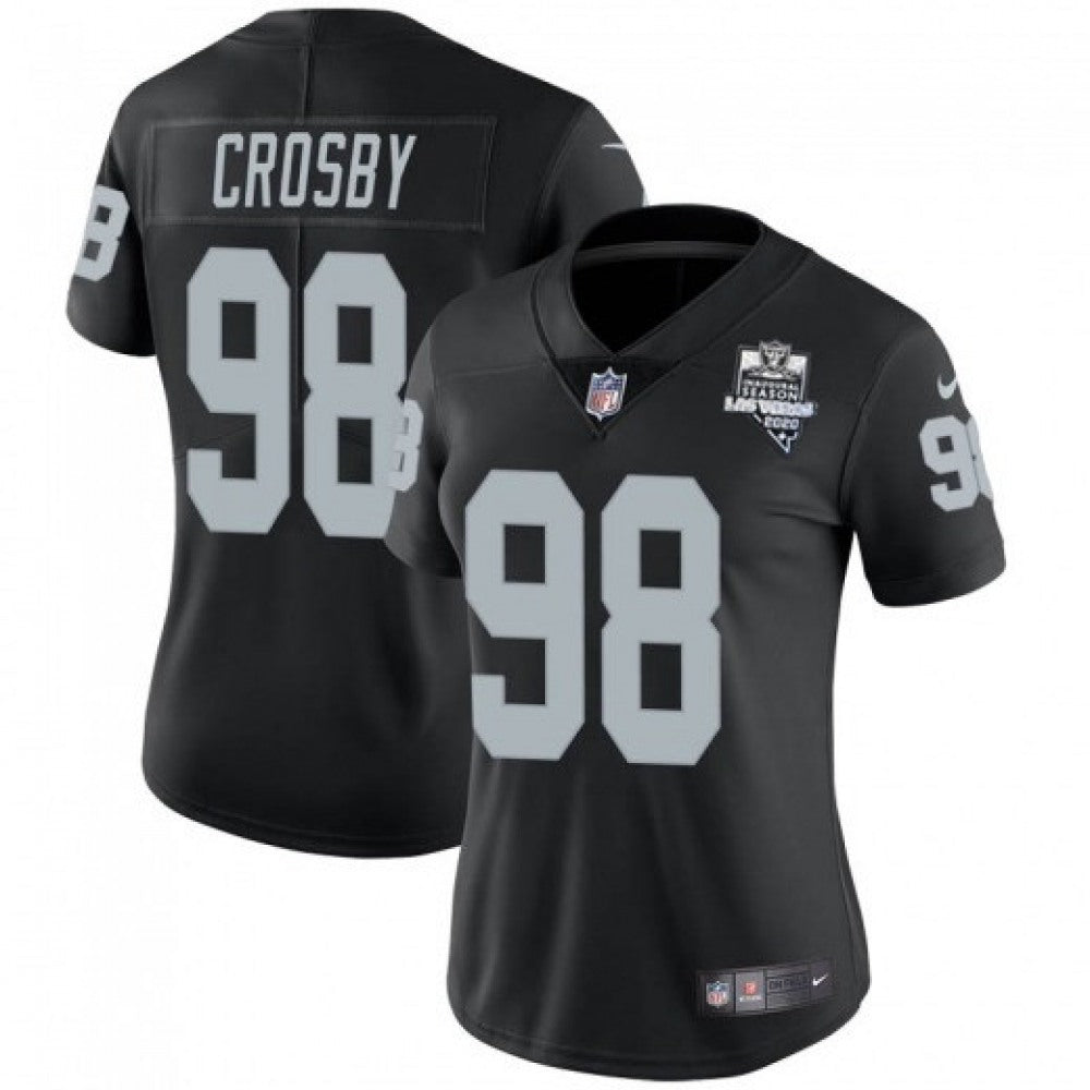 Women's Las Vegas Raiders #98 Maxx Crosby Black 2020 Inaugural Season Vapor Untouchable Limited Stitched Jersey(Run Small) 
