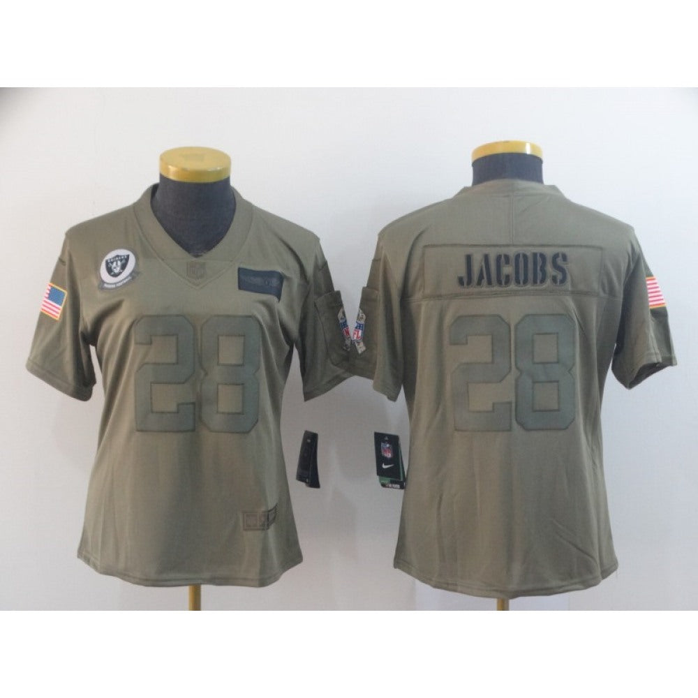 Women's Oakland Raiders #28 Josh Jacobs 2019 Camo Salute To Service Stitched NFL Jersey(Run Small) 
