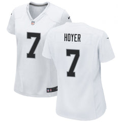 Women's Las Vegas Raiders #7 Brian Hoyer White Stitched Jersey(Run Small) 