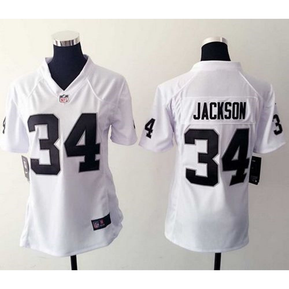 Raiders #34 Bo Jackson White Women's Stitched NFL Elite Jersey 