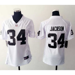 Raiders #34 Bo Jackson White Women's Stitched NFL Elite Jersey 