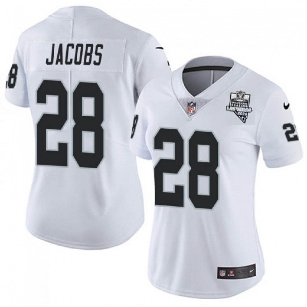 Women's Las Vegas Raiders #28 Josh Jacobs White 2020 Inaugural Season Vapor Untouchable Limited Stitched Jersey(Run Small) 