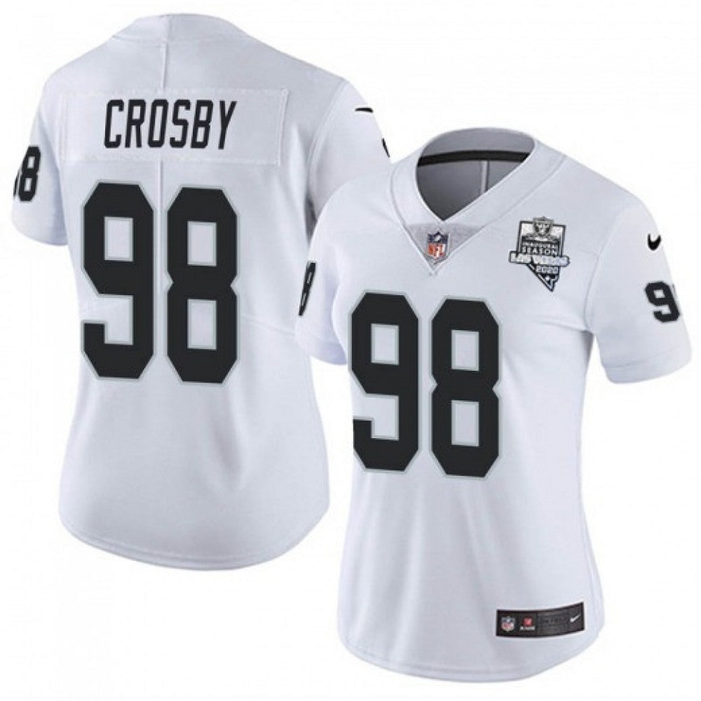 Women's Las Vegas Raiders #98 Maxx Crosby White 2020 Inaugural Season Vapor Untouchable Limited Stitched Jersey(Run Small) 