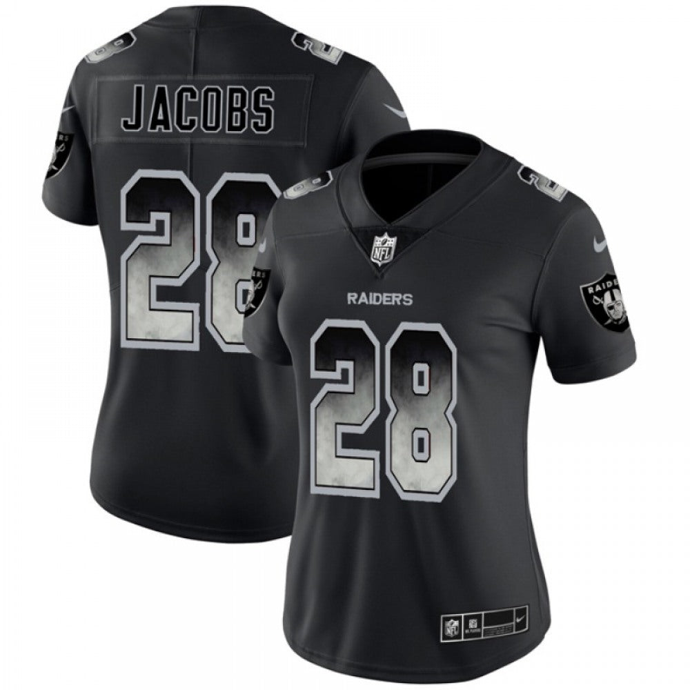 Women's Oakland Raiders #28 Josh Jacobs 2019 Smoke Fashion Limited Stitched NFL Jersey(Run Small) 