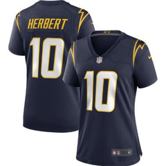 Women's Los Angeles Chargers #10 Justin Herbert Navy Vapor Untouchable Limited Stitched Jersey 