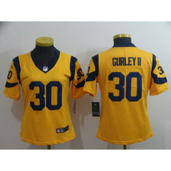 Women's Los Angeles Rams #30 Todd Gurley II Gold Vapor Untouchable Limited Stitched NFL Jersey 