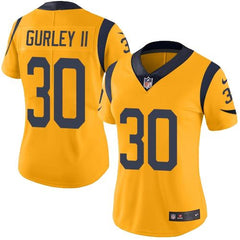 Rams #30 Todd Gurley II Gold Women's Stitched NFL Limited Rush Jersey 