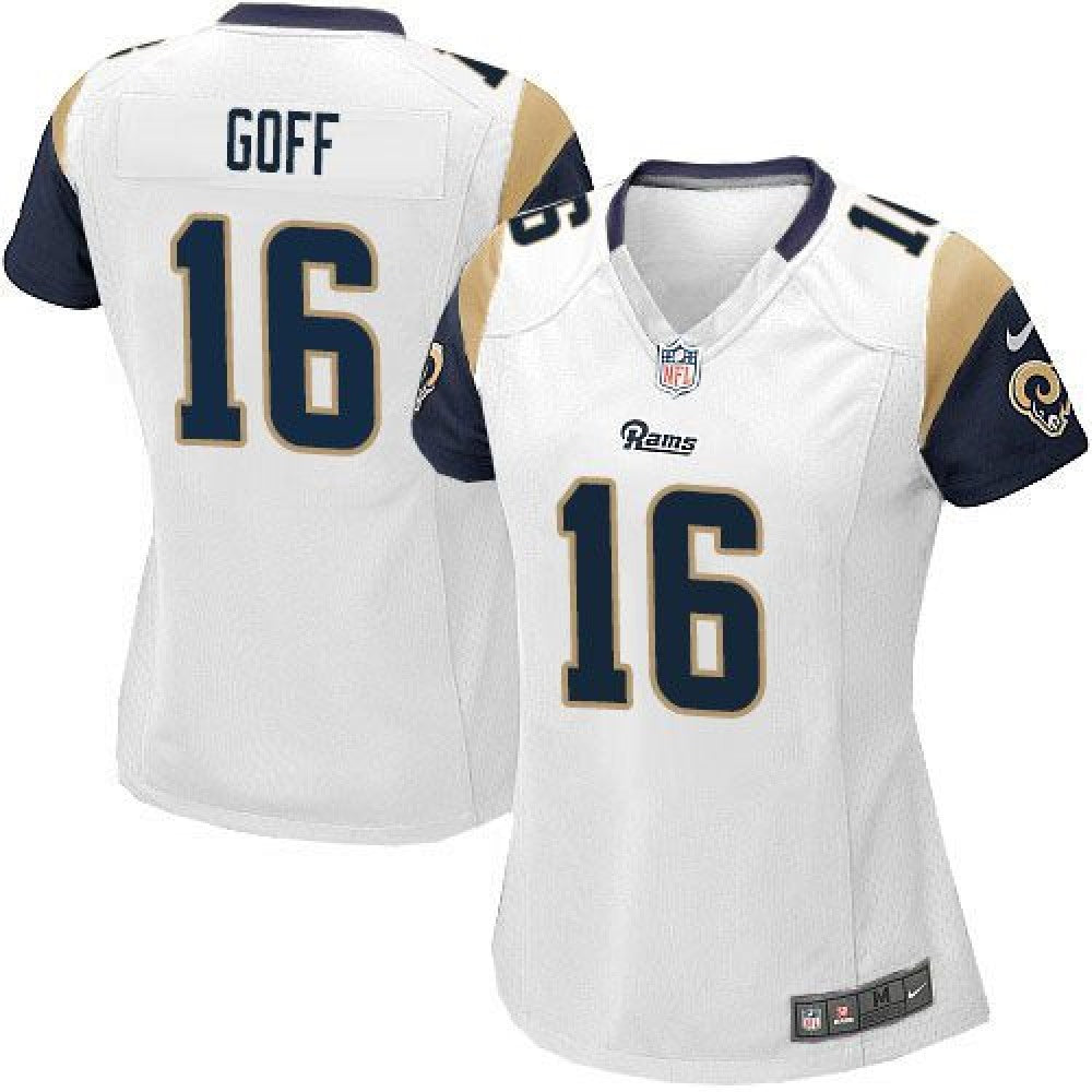 Rams #16 Jared Goff White Women's Stitched NFL Elite Jersey 