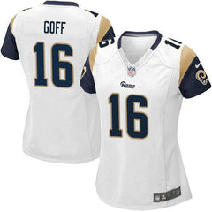 Rams #16 Jared Goff White Women's Stitched NFL Elite Jersey 
