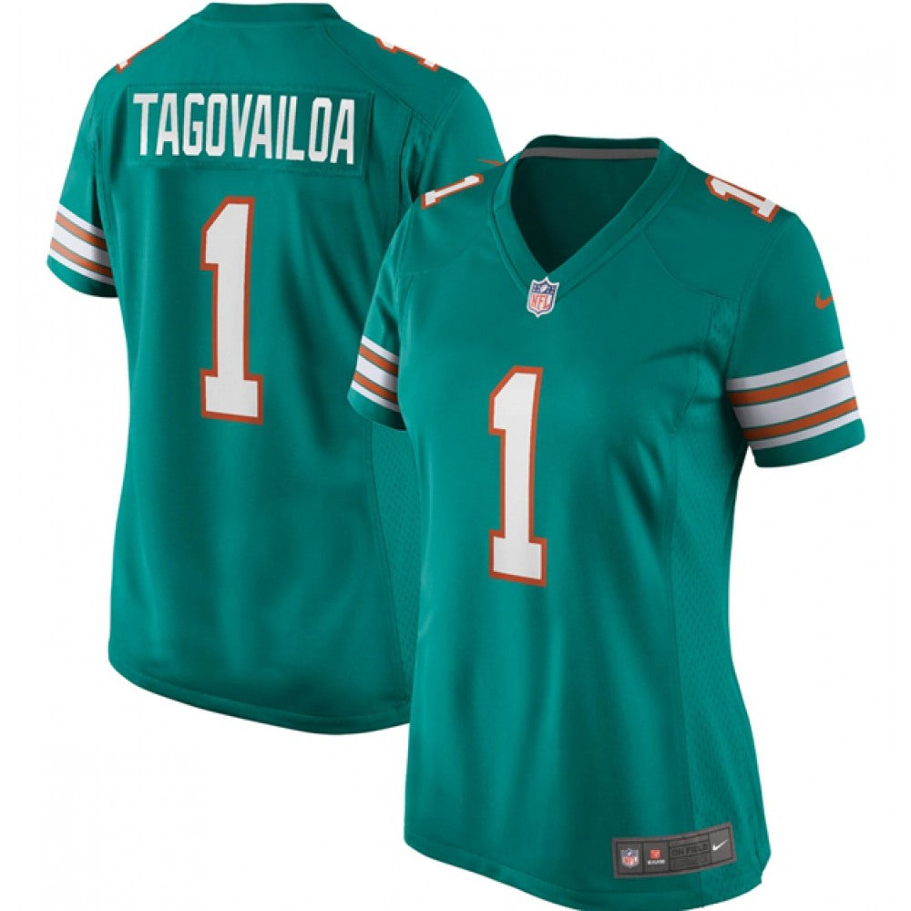Women's Miami Dolphins #1 Tua Tagovailoa Aqua Stitched Jersey(Run Small) 
