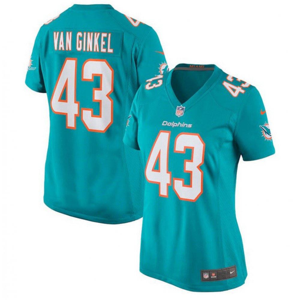 Women's Miami Dolphins #43 Andrew Van Ginkel Aqua Stitched Jersey(Run Small) 