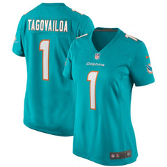 Women's Miami Dolphins #1 Tua Tagovailoa Aqua Vapor Untouchable Stitched Jersey(Run Small) 